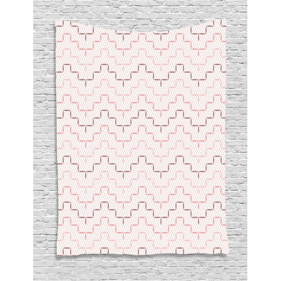 Blush Pink Tapestry, Continuous Lattice with Simple Motifs Geometric Art Modern Design, Wall Hanging for Bedroom Living Room Dorm Decor, 40W X 60L Inches, Rose Blush and Dried Rose, by Ambesonne