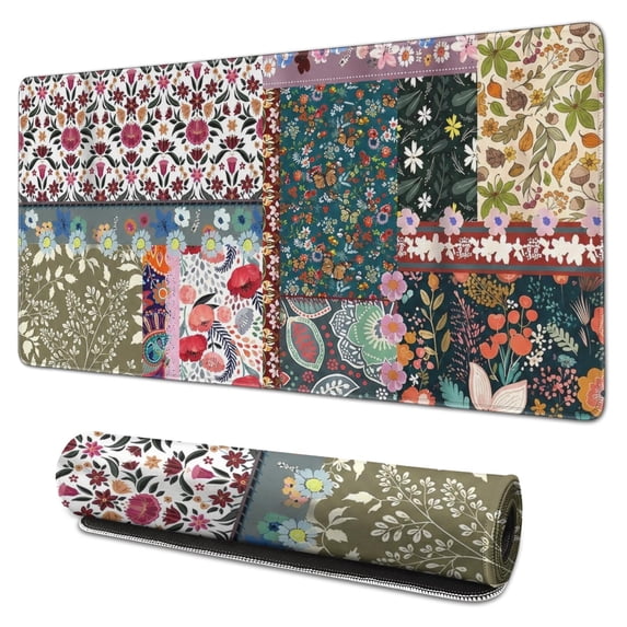 Blush Pink, Teal Blue, Mustard Yellow Boho Print Extended Mouse Pad, 31 ...