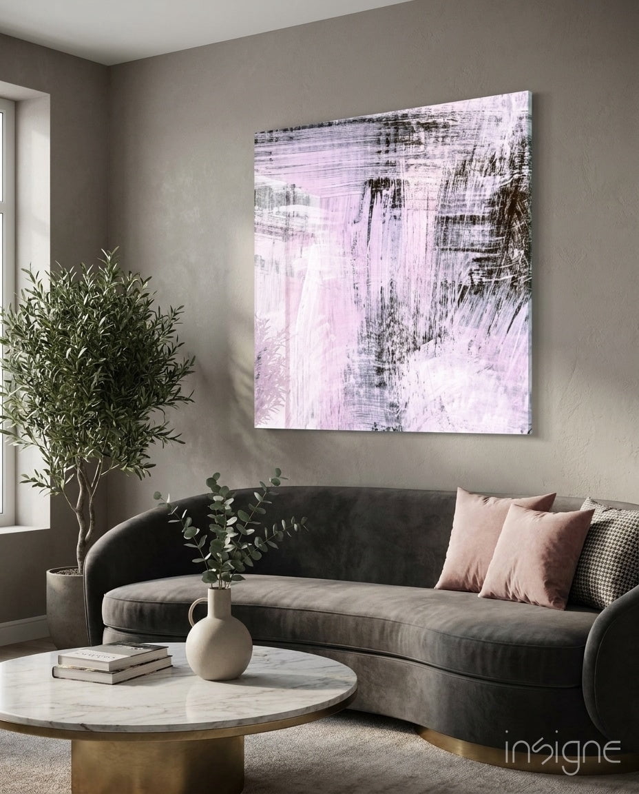 Blush Pink Textured Brushstroke Glass Wall Art - Walmart.com