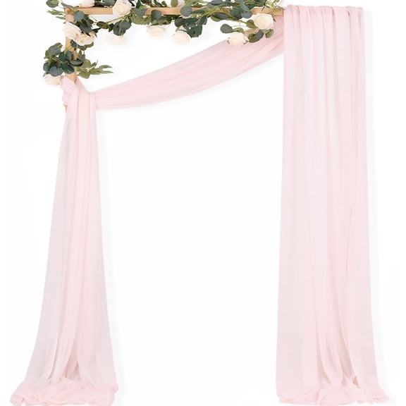 Blush Pink Wedding Arch Draping Fabric 1 Panel 29" x 20 FT Extra Long Gauze Drapes Sheer Backdrop Curtains 6.6 Yards Airy Outdoor Drapery Panels for Wedding Baby Shower Birthday Decor