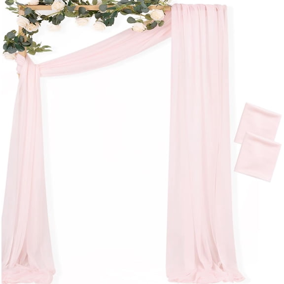 Blush Pink Wedding Arch Draping Fabric 2 Panels 29" x 20 FT Sheer Gauze Drapes Backdrop Curtains 6.6 Yards Outdoor Party Ceiling Decorations