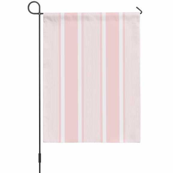 Blush Pink White Stripes Garden Flags For Outdoor, Lines Modern Vertical Stripes Small Double Side Yard Flags Weather Proof Garden Decor for Lawn Outside Holiday 12 x 18 Inches