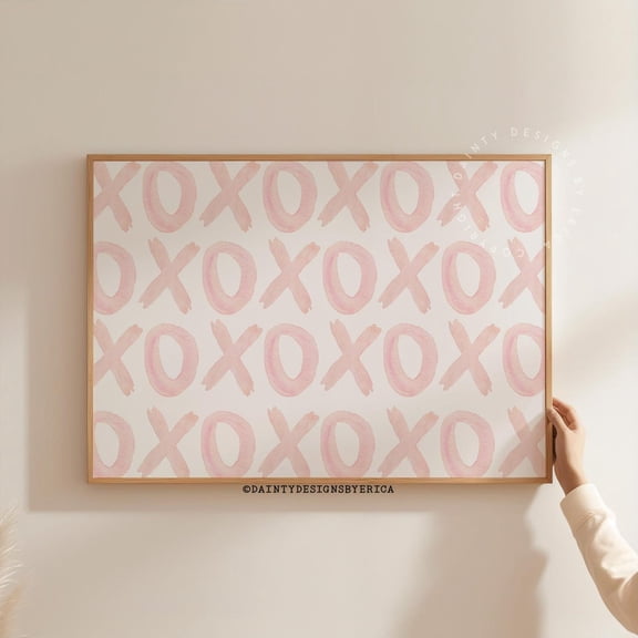 Blush Pink XOXO Romantic Valentine Wall Art, Unframed Paper Print Size 16x24