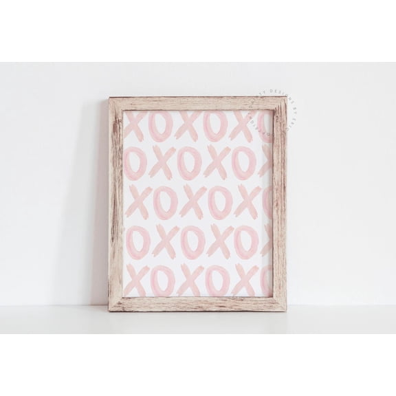 Blush Pink XOXO Romantic Wall Art, Unframed Paper Print Size 8x12