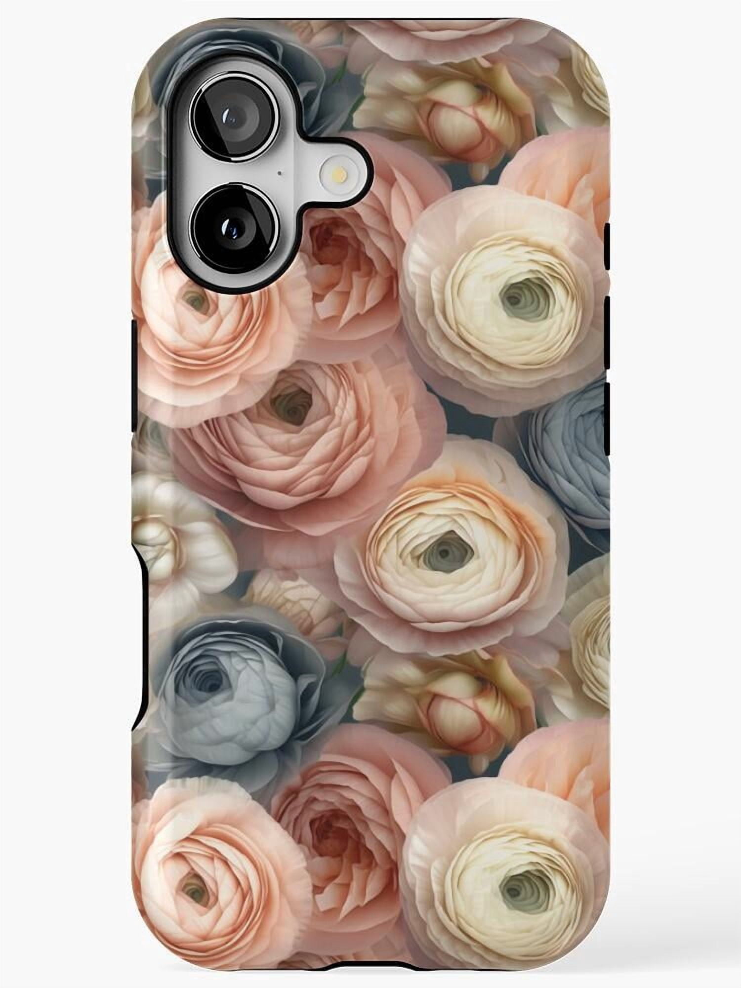 Blush Pink and Cream Ranunculus Floral Tough Phone Case for Apple ...