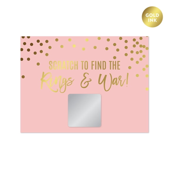 Blush Pink and Metallic Gold Confetti Polka Dots, Bridal Shower Game Scratch Cards, 30-Pack