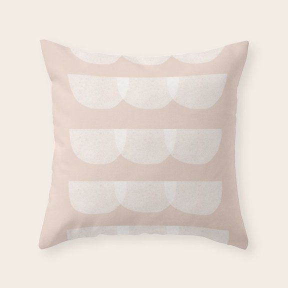 Blush Pink and Off-White Scallop Rows, Polyester Velvet Throw Pillow Cover Only, Two-Sided Print, Living Room Decor, Insert Not Included