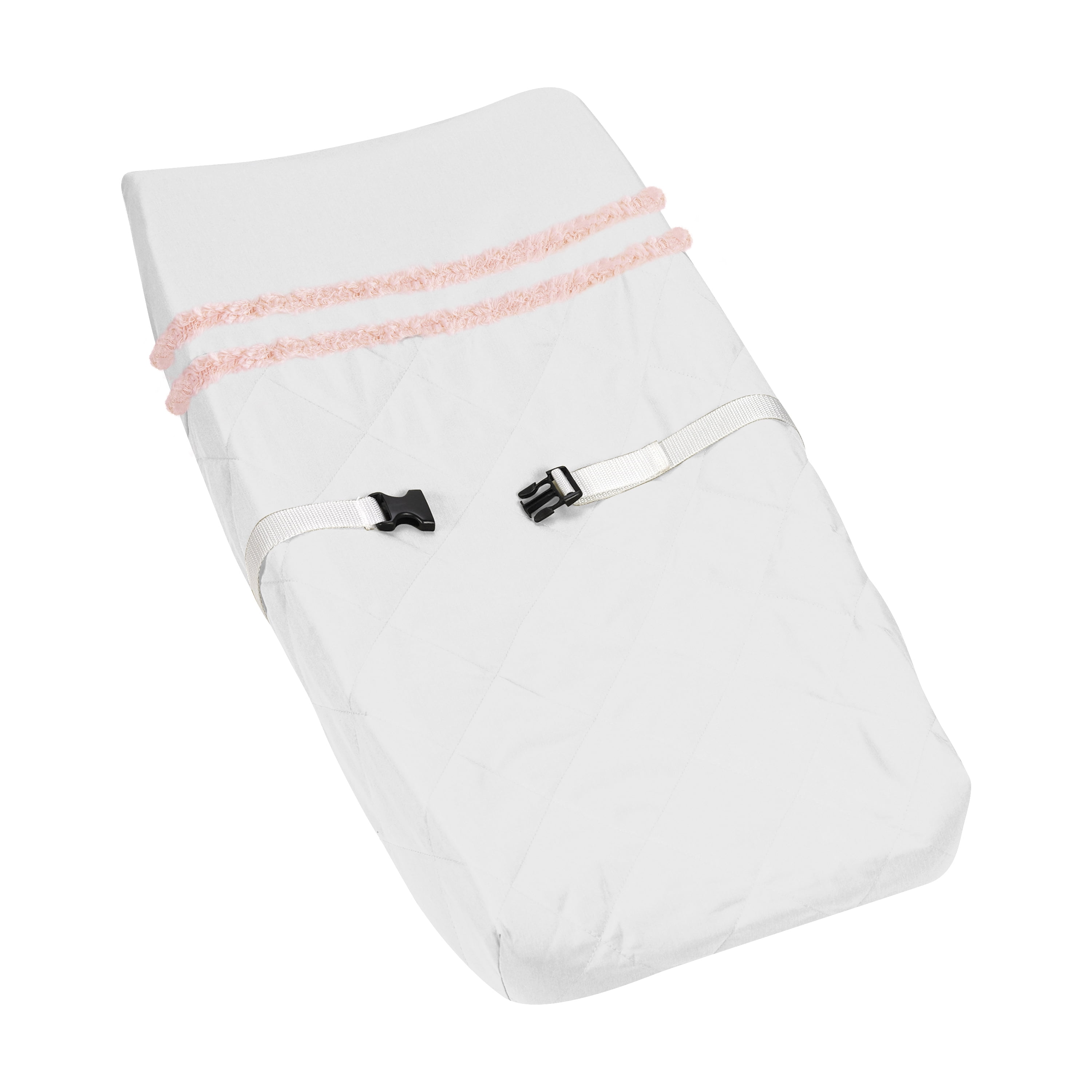 Blush Pink and White Floral Bird Blossom Changing Pad Cover Girl by