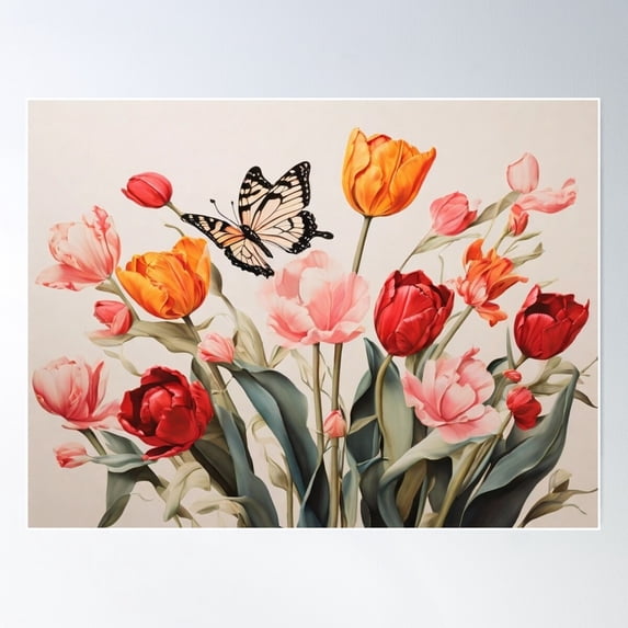 Blush Radiance---Dutch Tulip Poster Wall Art, Modern Wall Decor For Living Room Bedroom, 8x12 UNFRAMED