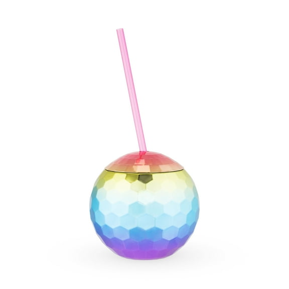 Blush Rainbow Disco Ball Tumbler for Wine, Beer, Gifts for Women, 16 oz