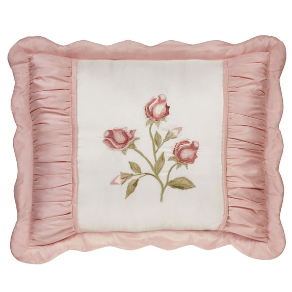 Blush Rose Embroidered Sham Standard Queen Sham 20 x 26 Inches