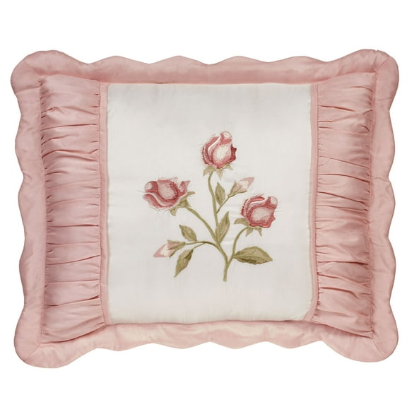 Blush Rose Embroidered Sham Standard Queen Sham 20 x 26 Inches