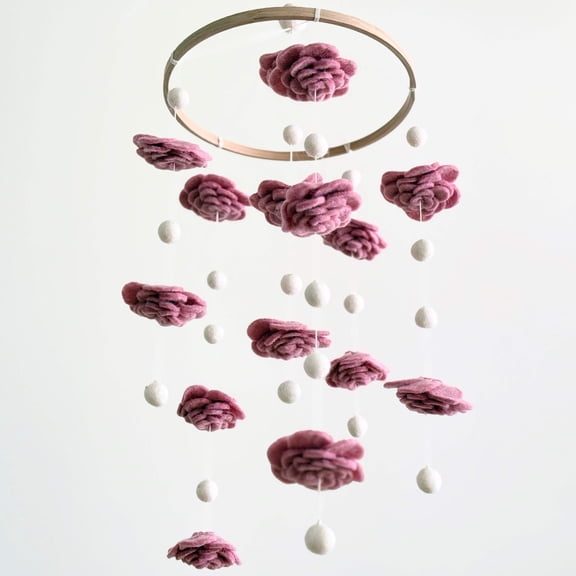 Blush Rose Flower Baby Mobile