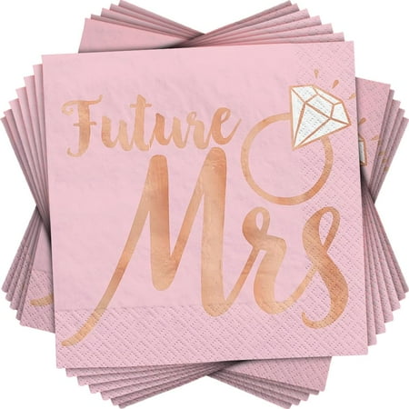 "Future Mrs." Blush Wedding Beverage Napkins, 5" x 5", 16 Ct.