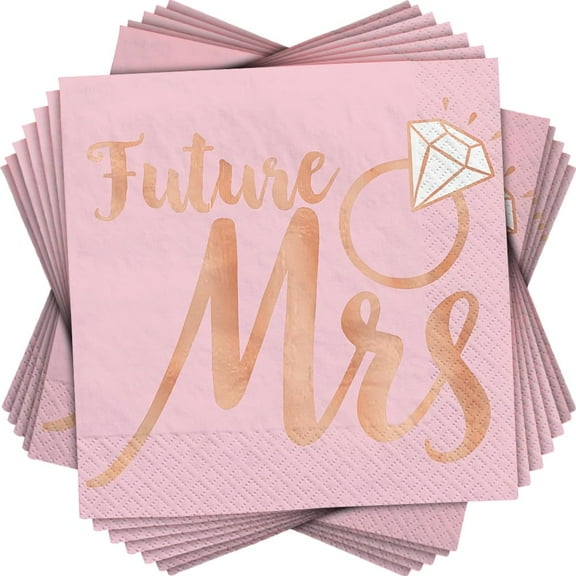 "Future Mrs." Blush Wedding Beverage Napkins, 5" x 5", 16 Ct.