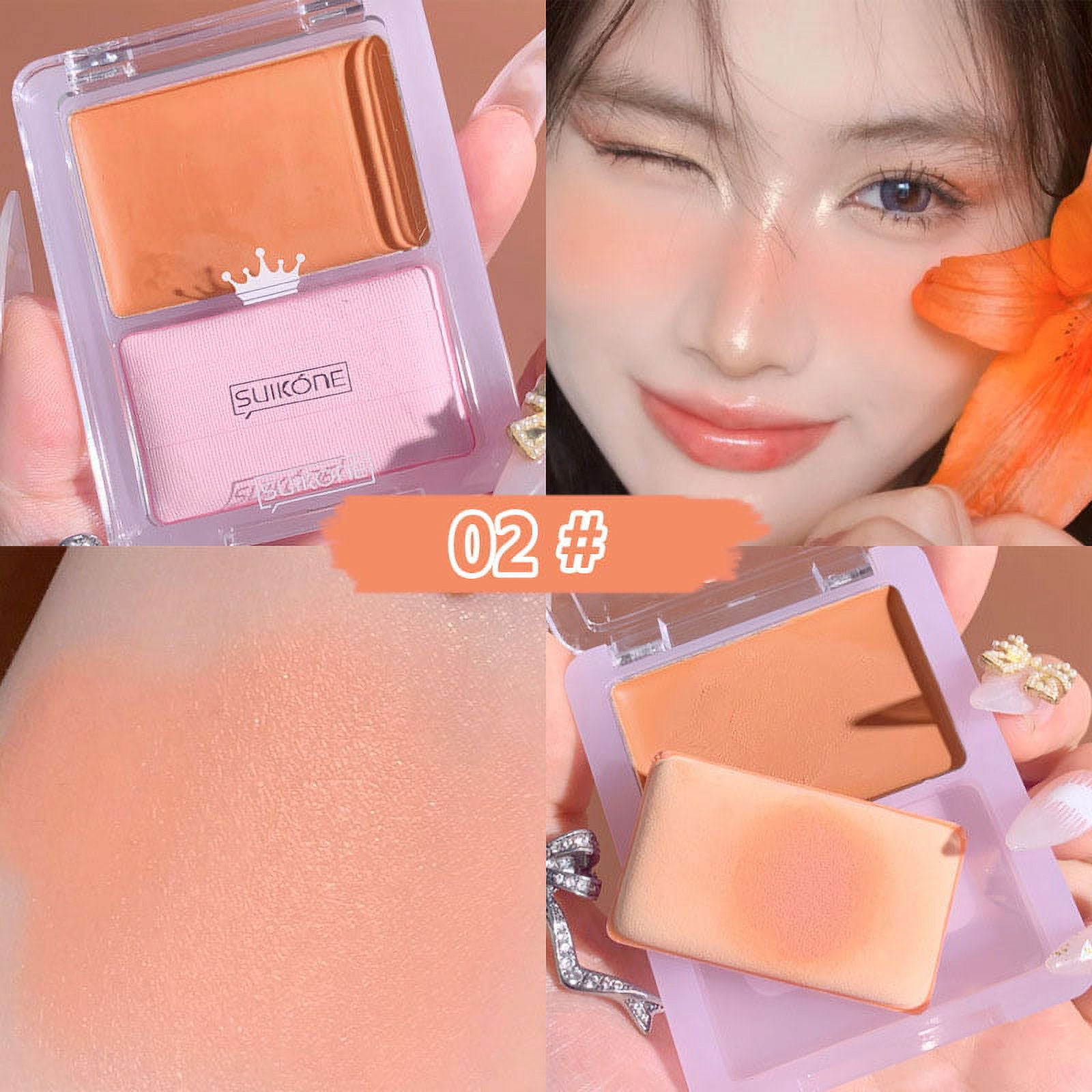 Blush Rouge Palette Natural Cheek Highlighter Cream with Puff