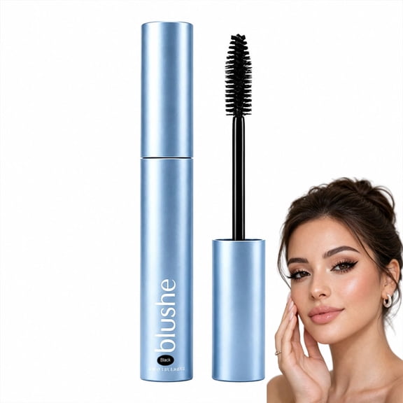 Blush Serum Mascara, Lengthening Volumizing Waterproof Fiber Mascara, Smudge‑Proof Clump‑Free.(Black 1Set)
