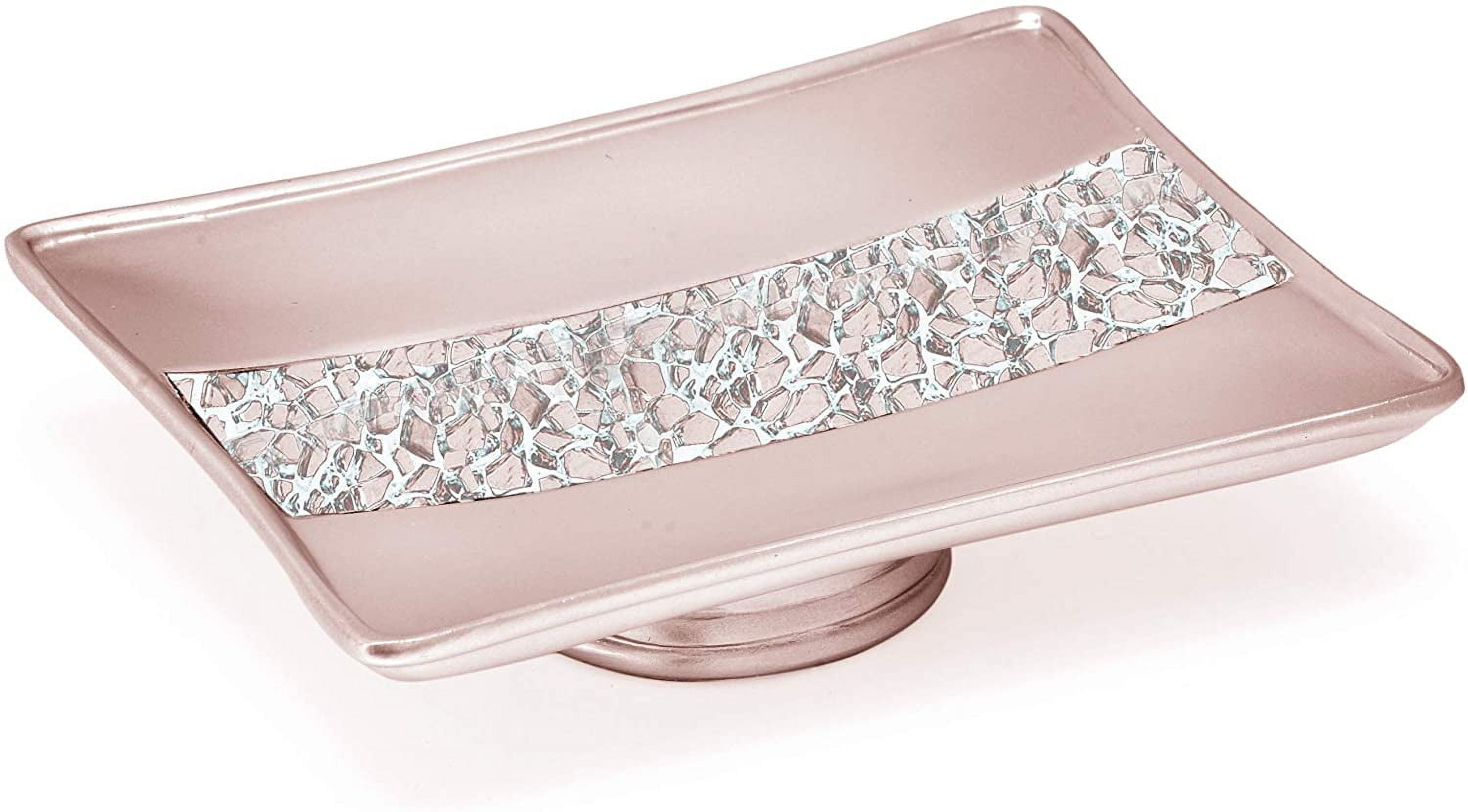 Blush Pink Mosaic Mirrored Plastic Soap Dish