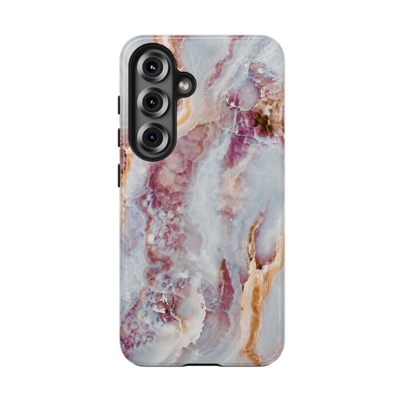 Blush Stone Marble Tough Phone Case, Chic Marble Dual Layer Shockproof Protective Cover Compatible with Samsung Galaxy S26 Plus