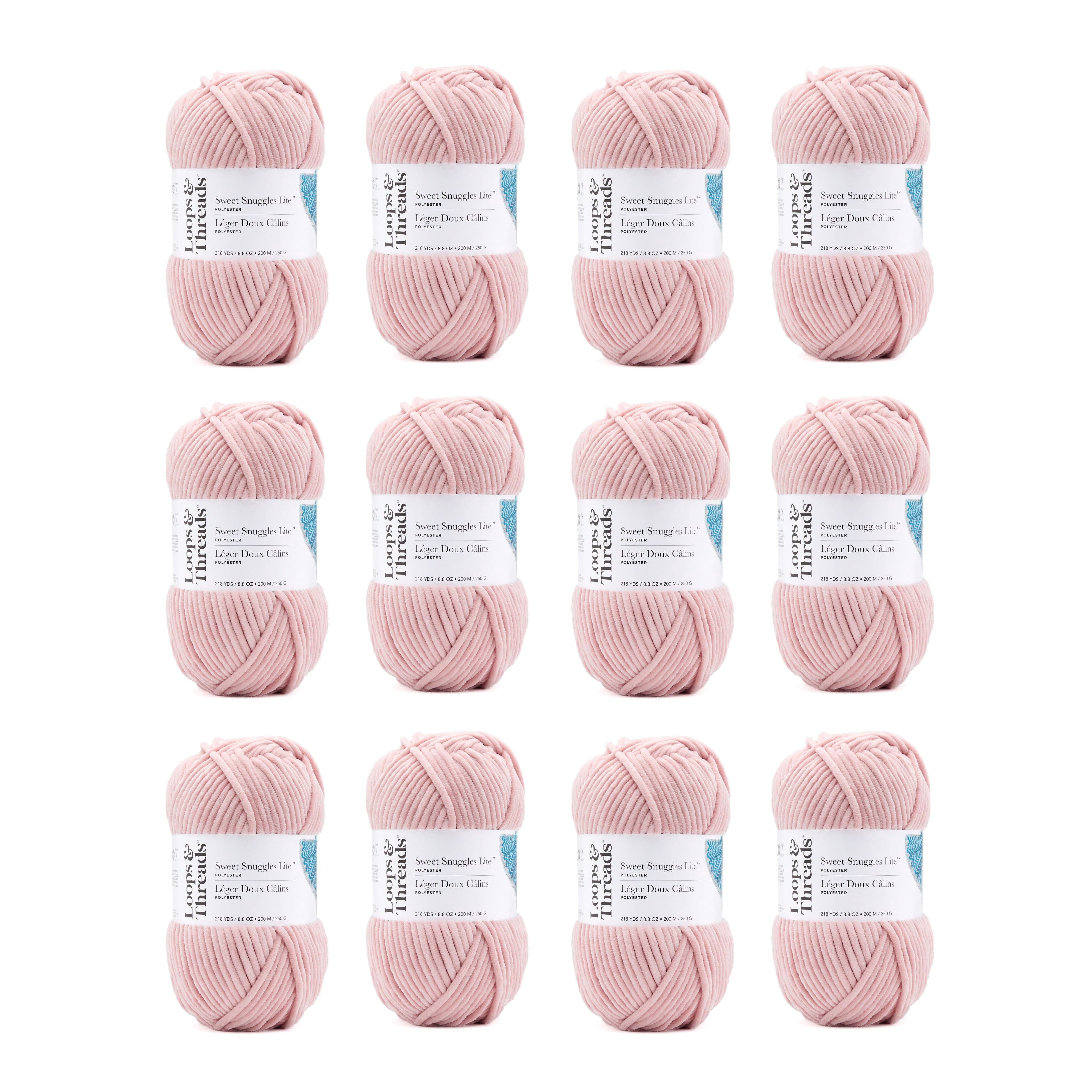 Loops & Threads Blush Sweet Snuggles Lite Yarn - Super Bulky Yarn for Knitting, Crochet, Weaving, Arts & Crafts, 12 Pack