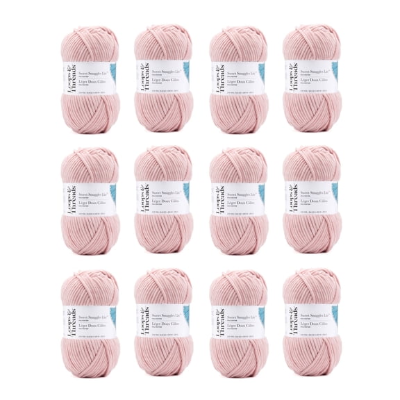 Loops & Threads Blush Sweet Snuggles Lite Yarn - Super Bulky Yarn for Knitting, Crochet, Weaving, Arts & Crafts, 12 Pack