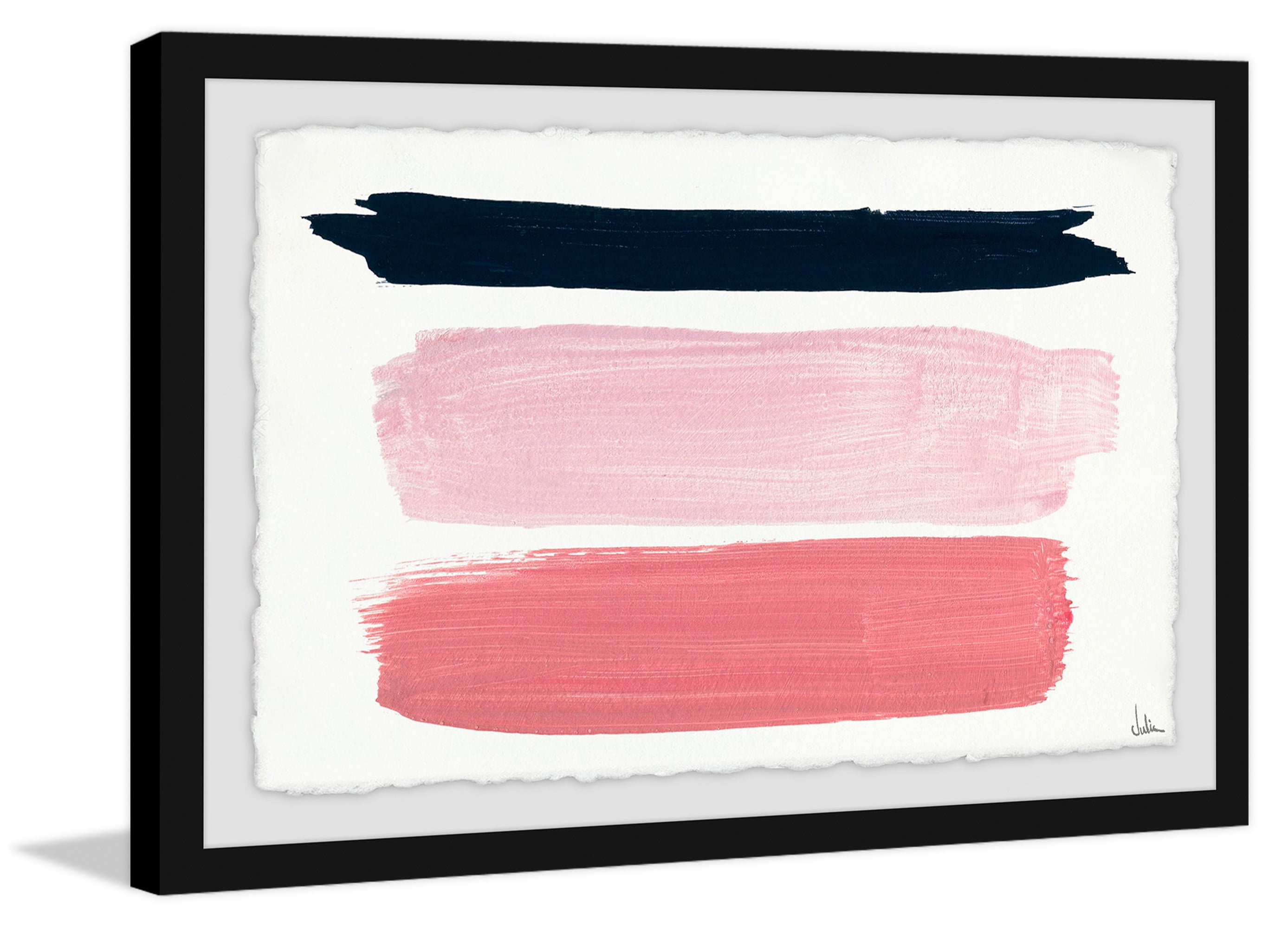 Blush Tones & Black Framed Painting Art Print, 30.00" x 1.50"