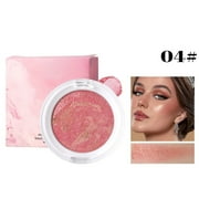 Blush Trio with Highlighter, 3-in-1 Powder Blush Palette, Pearl Glow Marbled Finish, Long Lasting Buildable Color, Natural Flush Cheek Makeup