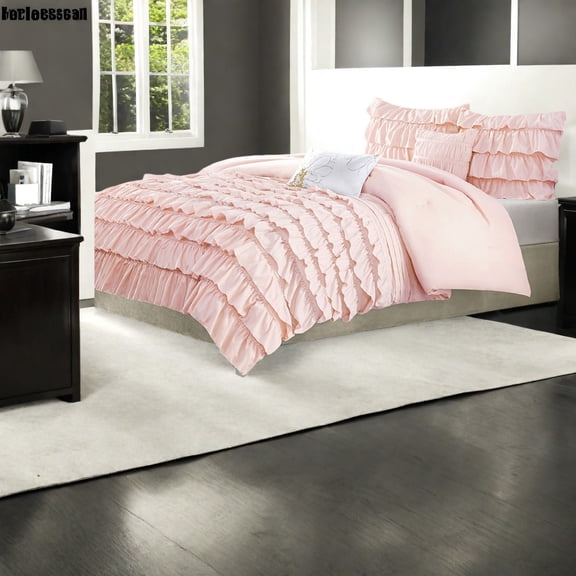 Blush Twin/Twin XL Bedding Sets Microfiber Comforter with Decorative Ruffles