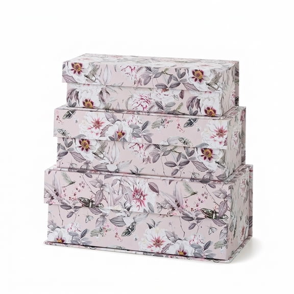 Blush Whisper Decorative Storage Boxes Set of 3 with Magnetic Lids