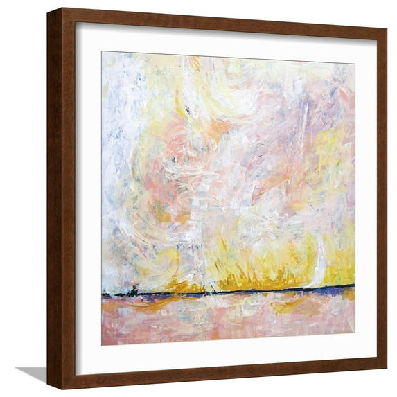 Art.com Blush field Art Print by Hyunah Kim, Brown Frame Wall Art, 21" x 21"