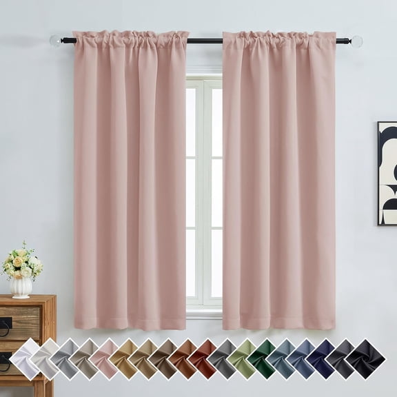 Blush nk Blackout Curtains 2 Panels for Girls Room, Thermal Insulated Room Darkening Curtains for Living Room, Energy Saving Window Treatment Curtains Blackout Drapes, 2x40Wx63L Inches