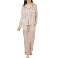 thumbnail image 1 of BlushBridesCo. Satin Pajamas Women's Long Sleeve Sleepwear Soft Silk Button Down Loungewear Pjs Pants Set XS-XXXL, 1 of 5