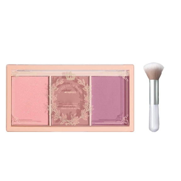 Blusher, Natural Matte & Satin Rouge Palette with Brush, Long Lasting Buildable Cheek Blush, Soft Velvet Texture, Multi Use Face & Eye Makeup