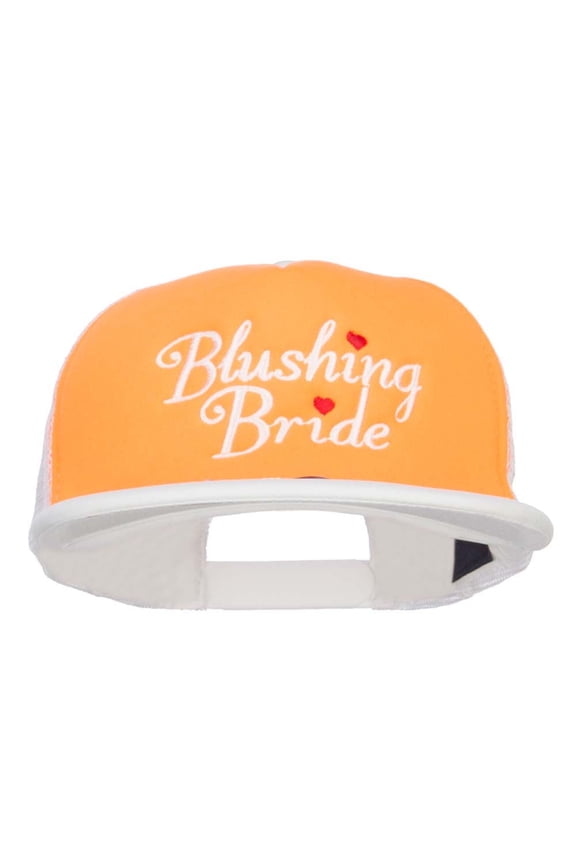 Blushing Bride Embroidered Neon Foam Trucker Cap - White Orange OSFM