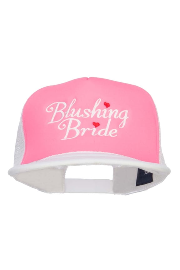 Blushing Bride Embroidered Neon Foam Trucker Cap - White Pink OSFM