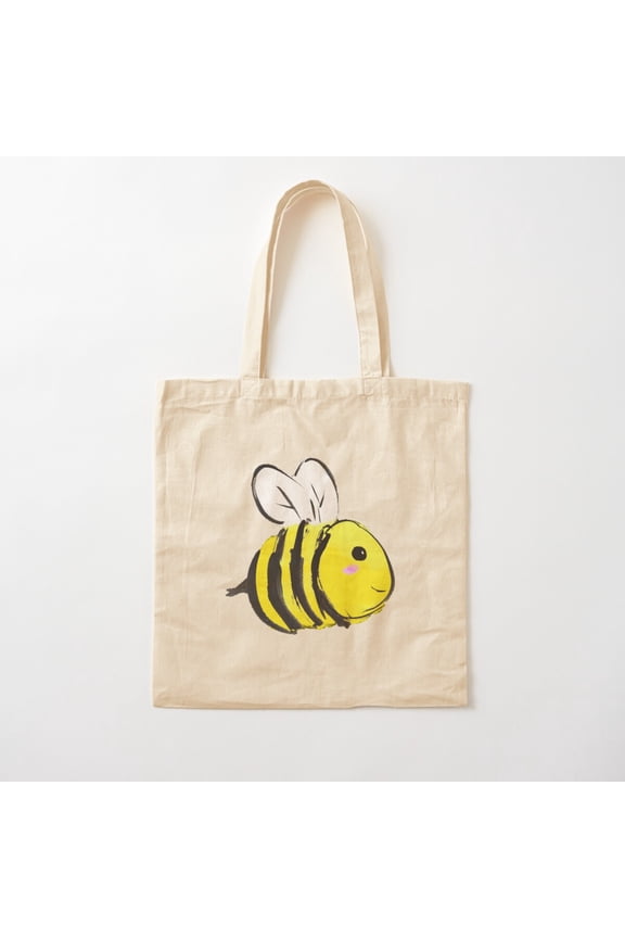 Blushing Bumble Bee Canvas Tote Bags, Reusable Shopping Bag