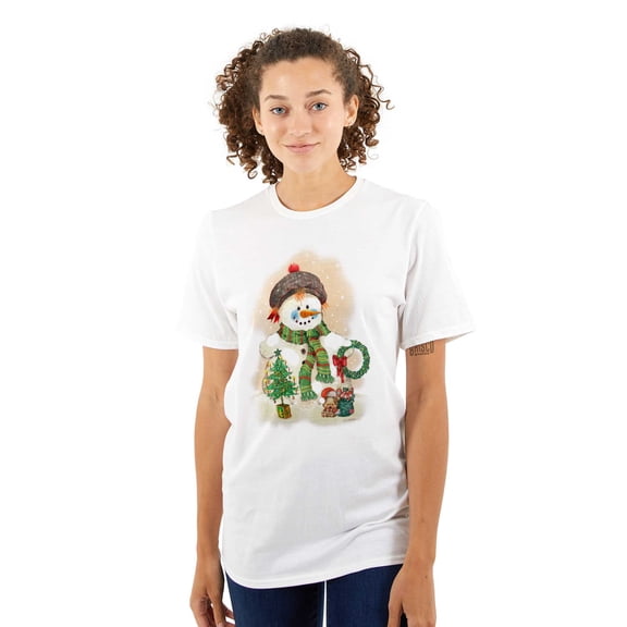 Blushing Snowman Winter Wonderland Women's Graphic T Shirt Tees Brisco Brands S