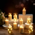 Blushtier 10 Sets Pillar Candles and Glass Cylinder Vases White Prayer