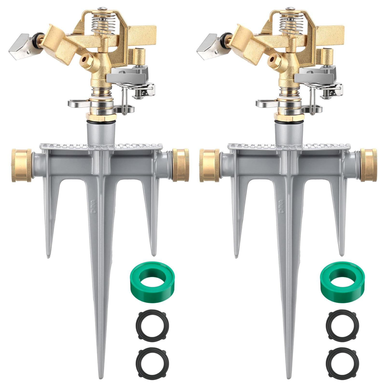 Blushtier 2 Pack Brass MMF7 Impact Sprinklers for Yard Adjustable Lawn