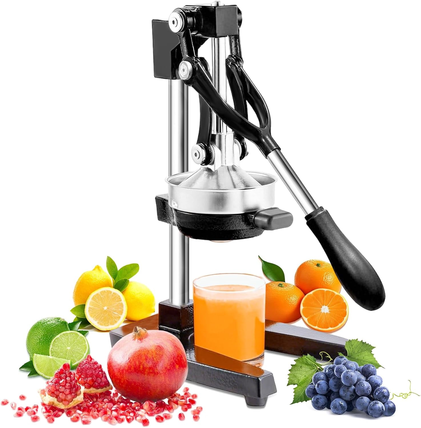 Blusmart Cast Iron Fruit Juicer, Hand Press Juicer Machine with Suction Cup Base, Easy-to-Clean for Home & Commercial Use