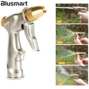 Blusmart Garden Hose Nozzle Water Sprayer Car Wash Water Hose Nozzle Heavy Duty Durable Material 4 Patterns Water Spray Nozzle, Gold