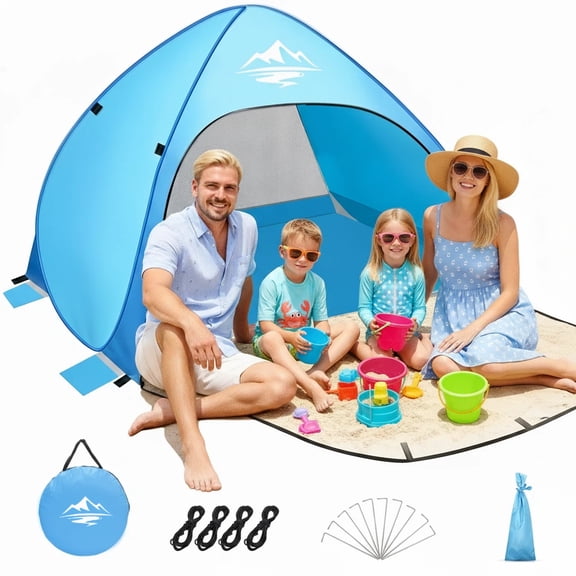 Blusmart Instant Pop Up Beach Tent for 2/3/4 Person, UV Block Sun Shade Canopy with Zipper Door