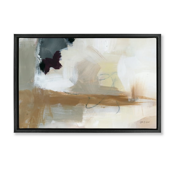 Stupell Industries Bluster Tan Abstract Black Framed Floater Canvas Wall Art, design by Yvette St. Amant, 21 x 31