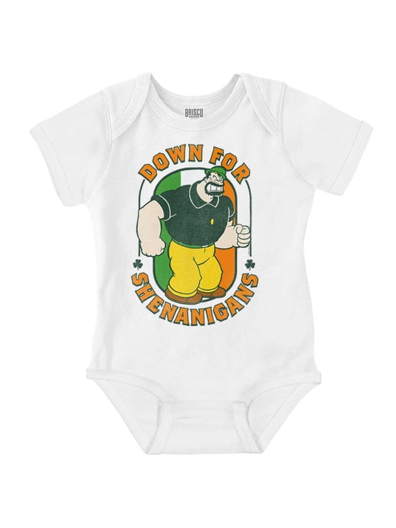 Bluto St Paddys Down For Shenanigans Bodysuit Jumper Boys Infant Baby Brisco Brands NB