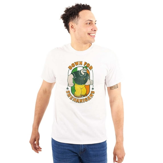 Bluto St Paddys Down For Shenanigans Men's Big & Tall Crewneck Graphic Tee Brisco Brands 4X