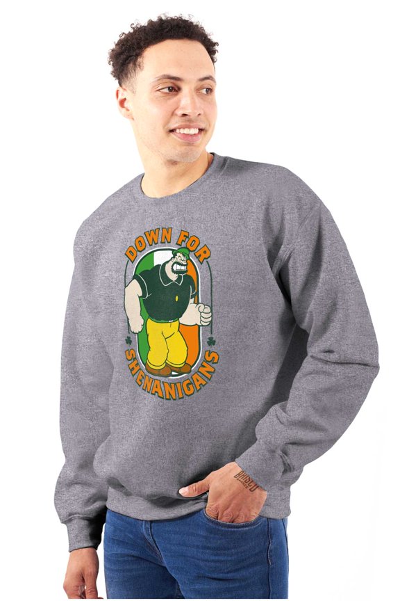 Bluto St Paddys Down For Shenanigans Men's Crewneck Sweatshirt Brisco Brands M