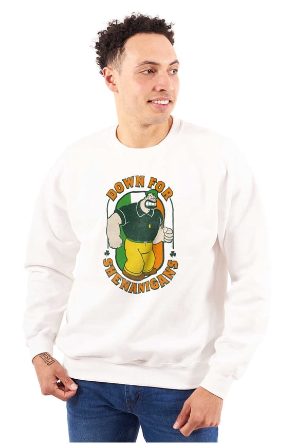 Bluto St Paddys Down For Shenanigans Men's Crewneck Sweatshirt Brisco Brands X