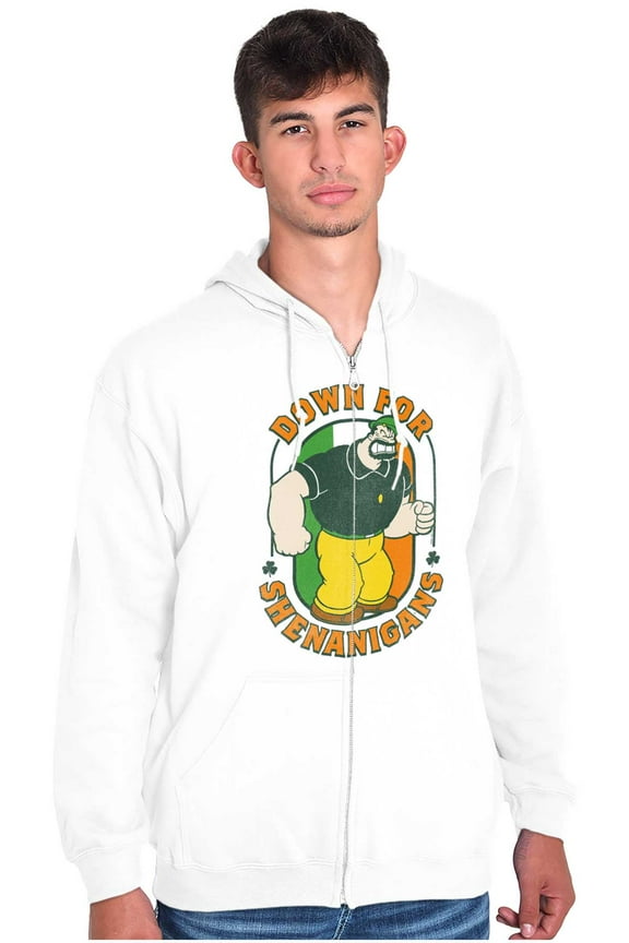 Bluto St Paddys Down For Shenanigans Zip Hoodie Sweatshirt Men Brisco Brands S