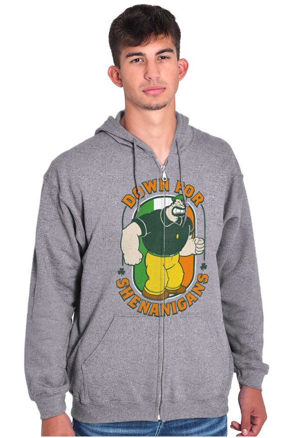 Bluto St Paddys Down For Shenanigans Zip Hoodie Sweatshirt Men Brisco Brands X
