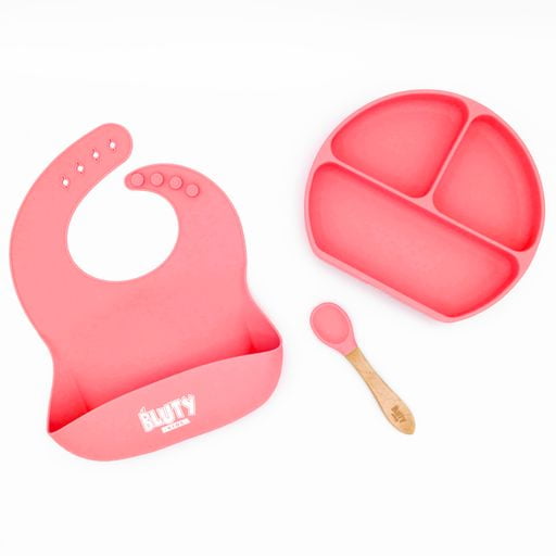 Bluty Silicone Baby Feeding Set (3 Pieces). Pink